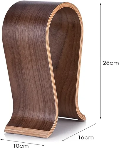 Vista 8 de Percha para auriculares, soporte de madera en forma de U, soporte para auriculares de madera, estante de exhibición de escritorio, soporte