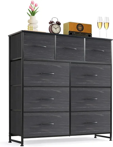Vista 26 de Cómoda de 7 cajones para dormitorio, tela organizadora de almacenamiento Marrón