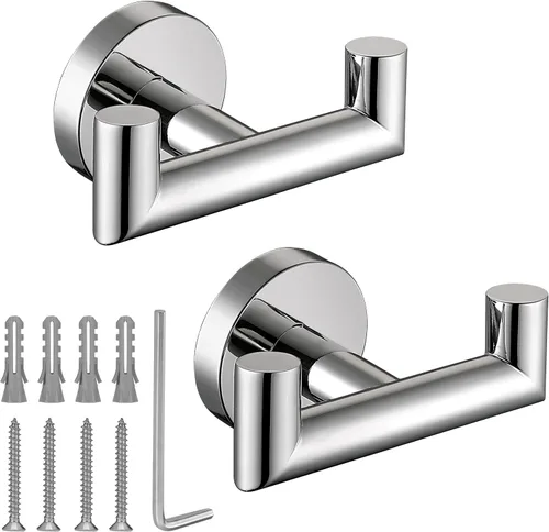 Vista 9 de Ganchos para toallas para baños, gancho de toallas de oro cepillado para cocina y baño, gancho de acero inoxidable SUS304, ganchos dobles
