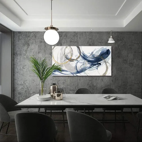 Vista 7 de Sxurmtiie Lienzo decorativo para pared, arte abstracto, fantasía azul, grafiti colorido sobre fondo blanco, 32 x 48 pulgadas, arte moderno