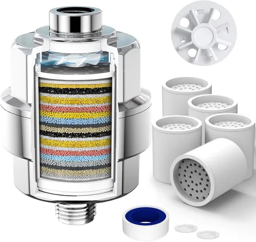 Vista 11 de Filtro de ducha de 20 etapas para agua dura, con 1 cartucho reemplazable, filtro de agua de ducha de alto rendimiento para eliminar cloro y flúor