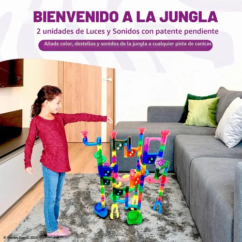 Vista 4 de Marble Genius Juego de accesorios para carreras de canicas Green-Jungle Lights & Sounds