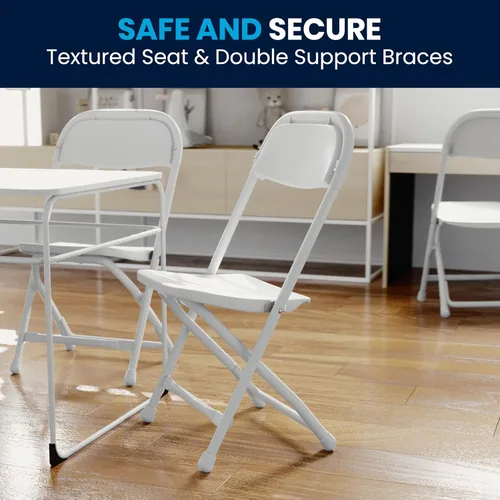 Vista 7 de Flash Furniture Paquete de 2 sillas plegables de plástico blanco para niños