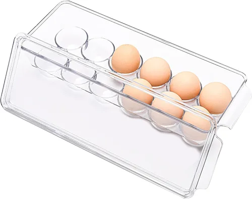 Vista 3 de Soporte para 12 huevos para refrigerador, recipiente transparente para nevera, cocina
