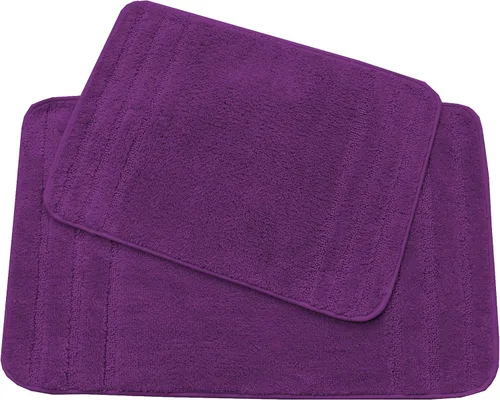Vista 5 de All American Collection Juego de 2 alfombrillas de baño rectangulares antideslizantes de felpa lanuda absorbente de agua para baño y bañera de Beige