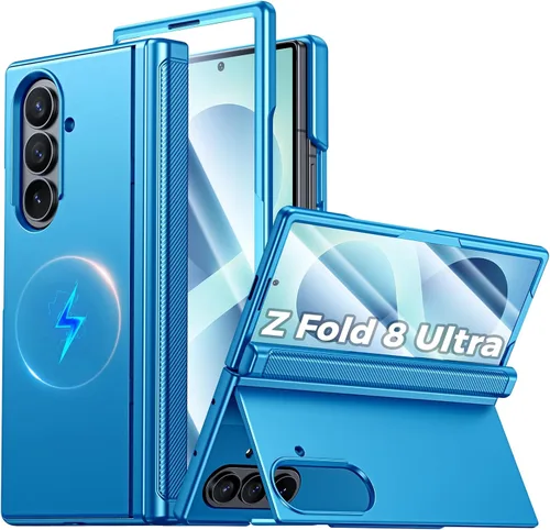 Vista 16 de CENMASO - Funda magnética para Samsung Galaxy Z Fold 7 con soporte, compatible con Magsafe, protección de bisagra, protector de pantalla, soporte