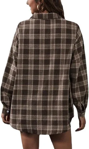 Vista 6 de Zontroldy Camisas de Franela a Cuadros para Mujer de Talla Grande Manga Larga con Botones a Cuadros Buffalo Camisa Blusa Tops