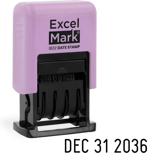 Vista 22 de ExcelMark Sello de fecha 1822 – Perfecto para envío, recepción, vencimiento y fechas de vencimiento (tinta negra, montaje de melocotón)