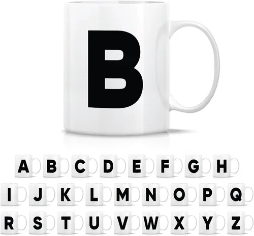 Vista 21 de Retreez Taza con monograma con monograma del alfabeto de la A a la Z con inicial, tazas de café de cerámica de 11 onzas – Agradecimiento