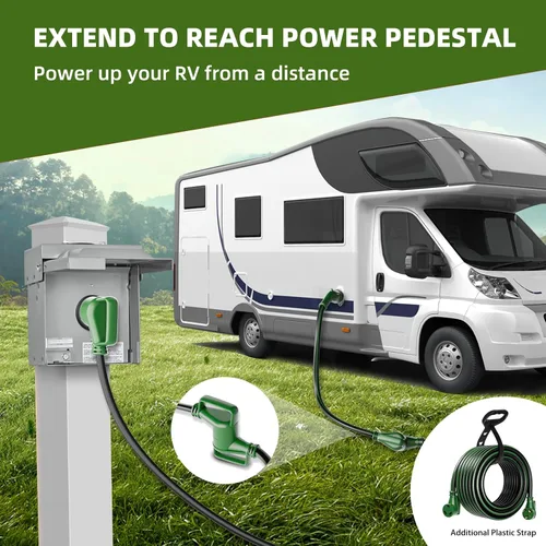 Vista 6 de Cable de extensión de RV de 30 amperios y 25 pies con mango de agarre, resistente calibre 10, 3 clavijas, cable STW de cobre puro para RV, NEMA