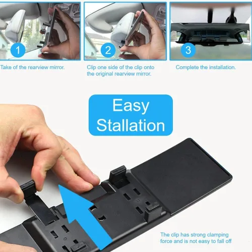 Vista 3 de OBTANIM Espejo retrovisor para automóvil de 10.6 pulgadas, vidrio HD, antirreflejo, clip panorámico gran angular, accesorios para espejo retrovisor