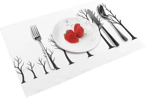 Vista 17 de Rectangular Placemats Set of 4, Heat Resistant Orange Printed Kitchen Dining Table Mats