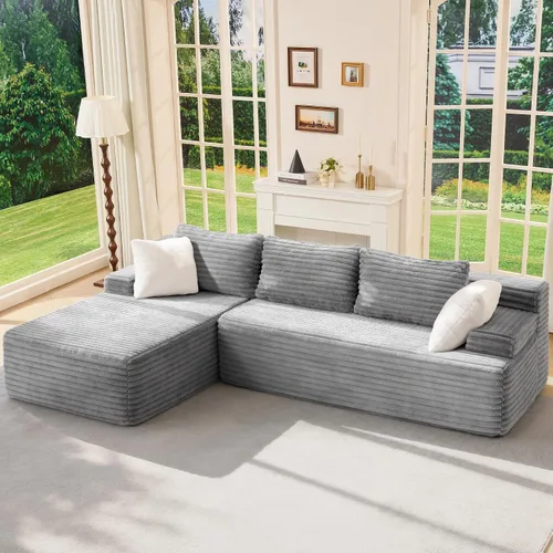 Vista 31 de Hobestluk - Sofá modular sin hueso, sofá seccional en forma de L 96" Right Facing Chaise Black,Memory Foam,Removable Cover,Non-slip Bottom,No