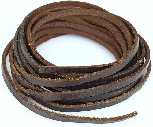 Vista 14 de (TM) Cordón de cuero genuino plano de 3 mm para trenzado, negro (5 yardas)