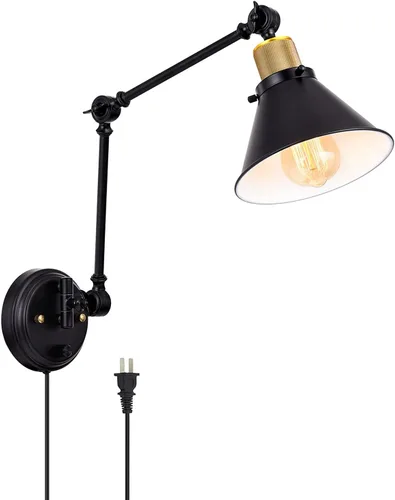 Vista 14 de TRLIFE Aplique de pared enchufable, aplique de pared regulable con interruptor de brazo oscilante, luces de pared enchufables, apliques de pared
