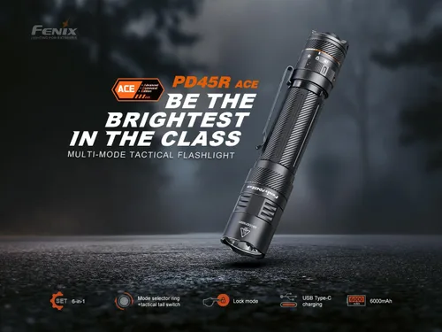 Vista 2 de Fenix PD45R ACE Linterna Táctica LED Recargable de 3200 Lúmenes, Batería, Funda, Paquete de Estuche de Accesorios EdisonBright
