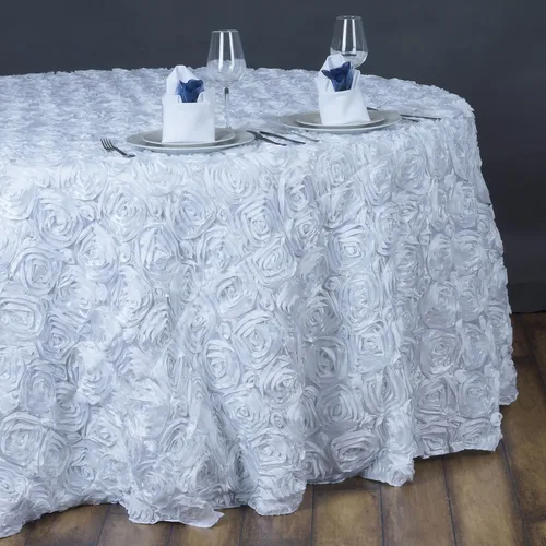 Vista 10 de BalsaCircle Mantel redondo con rosetas elevadas de satén champán de 132 pulgadas, para bodas, fiestas, comedor