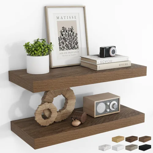 Vista 48 de RICHFOCUS Estantes flotantes de 8 pulgadas para estantes cuadrados de pared para dormitorio, cocina, baño, estante flotante de madera rústica