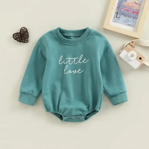 Vista 17 de SOLILOQUY Traje de manga larga con cuello redondo para el primer día de San Valentín para bebé niño y niña, mameluco de corazón de amor