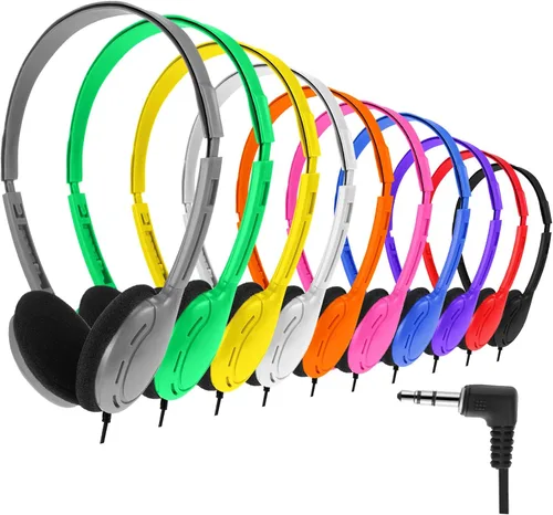 Vista 8 de Yunsailing Paquete de 10 auriculares a granel sobre la oreja con diadema ajustable y enchufe de 0.138 in para aprendizaje grupal, laboratorio