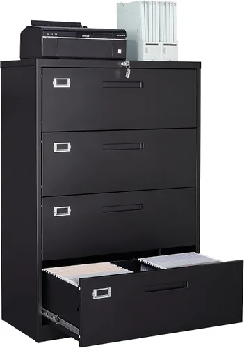 Vista 9 de Archivador de 2 cajones para oficina en casa, archivadores rodantes con cerradura, caninete de metal para debajo del escritorio con ruedas para A4