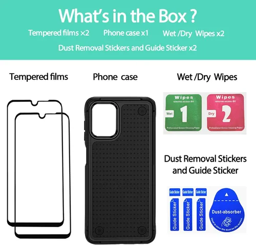 Vista 2 de Jeylly Funda compatible con Samsung Galaxy A12, Samsung Galaxy A12 con protector de pantalla de vidrio templado, protección contra caídas de grado