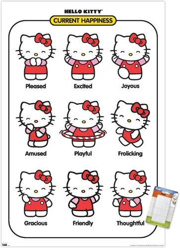 Vista 10 de Trends International Hello Kitty: Basic - Póster de pared de felicidad actual, 22.4 pulgadas de largo x 14.7 pulgadas, versión enmarcada en madera