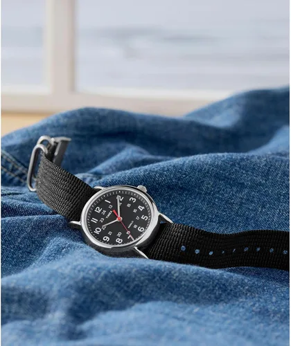 Vista 5 de Timex Weekender 38mm Unisex Analog Watch INDIGLO Backlight Adjustable Durable Nylon Fabric Slip Through Strap 24 Hour Time