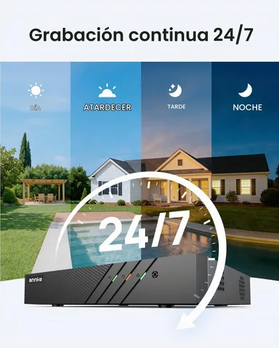 Vista 7 de ANNKE Sistema de cámara de seguridad PoE 4K con doble lente, gran angular de 180°, disco duro de 2 TB