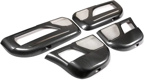 Vista 7 de Cubierta de panel antipatadas para puerta interior de automóvil para Land Rover Defender 2020 2021 (estilo de fibra de carbono)
