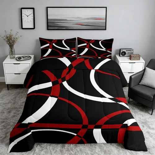 Vista 33 de Castle Fairy Juego de edredón con estampado azteca occidental, juego de ropa de cama geométrica a rayas marrones para niños y adolescentes