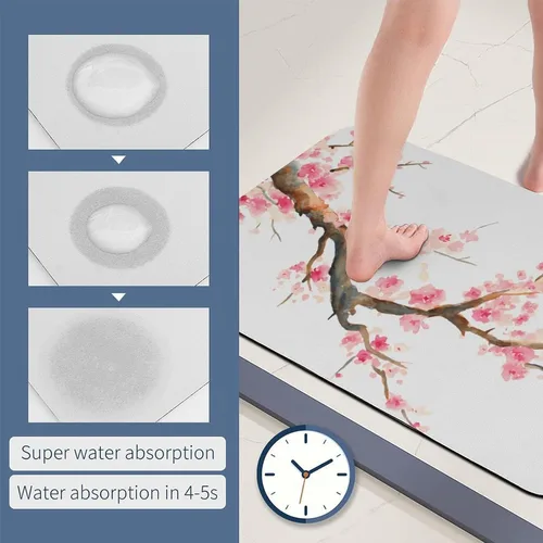 Vista 6 de Tapete de barro de diatomea de alta calidad, suave, súper absorbente con parte inferior antideslizante para baño, tocador, habitación de invitados