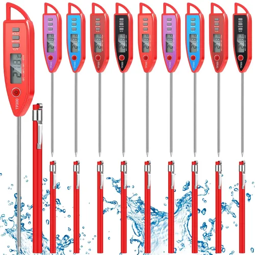 Vista 8 de Copkim Juego de 3 Termómetros de Cocina Impermeables para Agua, Líquidos, Velas y Carne. Termómetro Digital de Carne con Sonda Larga de Lectura Negro