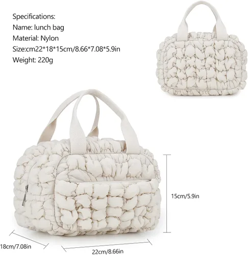 Vista 3 de MOV COMPRA Bolsa de almuerzo para mujer, bolsas de almuerzo aisladas, lonchera hielera (beige)