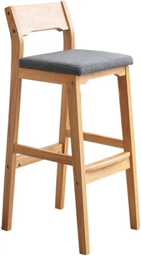 Vista 7 de Taburetes de bar de 31 pulgadas, taburetes de bar ergonómicos bien acolchados, patas de madera maciza, con reposapiés, silla de barra de esponja