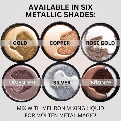 Vista 5 de Mehron Polvo metálico de maquillaje (0.17 oz) con líquido de mezcla (1 oz) (BRONZE)