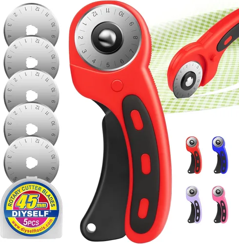 Vista 8 de DIYSELF Cortador rotatorio para Fabricr, cortador rodante con 5 cuchillas Azul