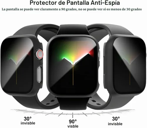 Vista 2 de Paquete de 2 fundas protectoras de pantalla para Apple Watch SE 2025 SE Series 6 5 4 SE de 40mm, protector de vidrio Anti-Espía, cubierta rígida