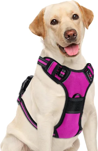 Vista 8 de Arnés para perro sin tirones, chaleco ajustable reflectante con clip frontal para mascotas con asa de fácil control para perros medianos y grandes
