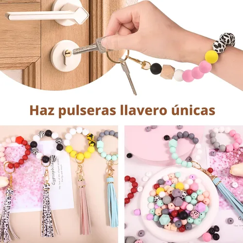 Vista 5 de CZWZ Juego de 141 cuentas de silicona para hacer llaveros de 0.59 pulgadas, 0.47 pulgadas, redondas, 0.554 pulgadas, 0.555 pulgadas, cuentas sueltas
