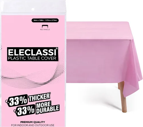 Vista 23 de Eleclassi Negro Paquete de 12 Manteles Redondos de Plástico Desechables Premium - Manteles de Mesa de Plástico Redondos de 84 Pulgadas para Fiestas