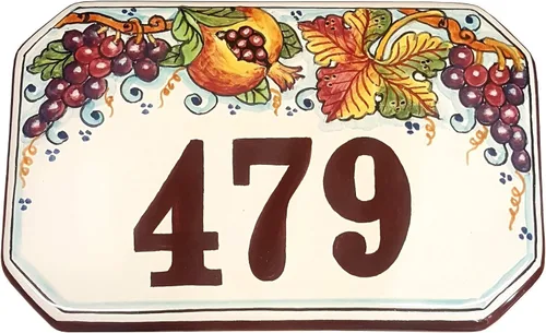 Vista 6 de CERAMICHE D'ARTE PARRINI - Azulejo de cerámica italiana de cerámica personalizada Número de casa placas cívicas decoradas frutas pintadas a mano