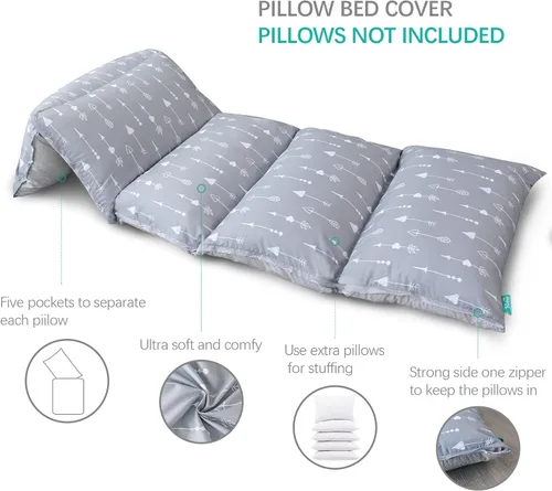 Vista 4 de Biloban Funda de almohada antideslizante y súper suave, gran opción para niños o adultos, perfecta para fiestas de pijamas, Flecha Queen