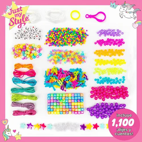Vista 2 de Just My Style ABC Beads by Horizon Group Usa, más de 1000 dijes y cuentas, dijes del alfabeto, cuentas semilla de acento, cordón de cera