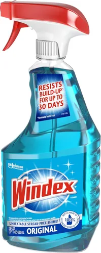 Vista 10 de Botella de Windex para limpiar vidrio y limpiador de ventanas, 100 % plástico reciclado, color azul original, 23 fl oz