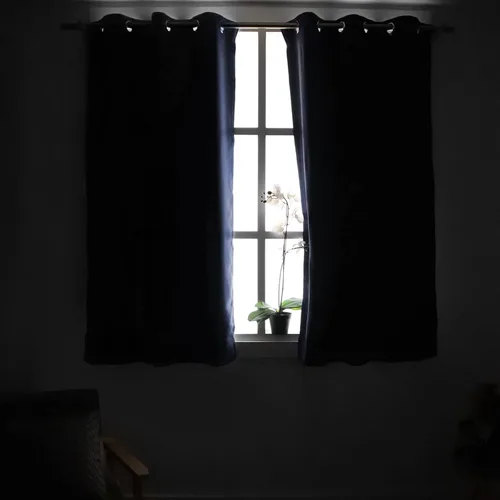 Vista 3 de YoungsTex - Cortinas blackout cortas, aislamiento térmico, ojales, oscurecen la habitación, privacidad, para cámper, sótano, cocina y baño, 2 Gris