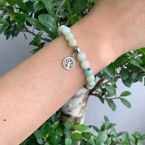 Vista 6 de Hevont Regalos de árbol de la vida para mujeres, pulseras de relajación curativas de piedra natural de 0.315 pulgadas (0.315 in), piedras de cristal