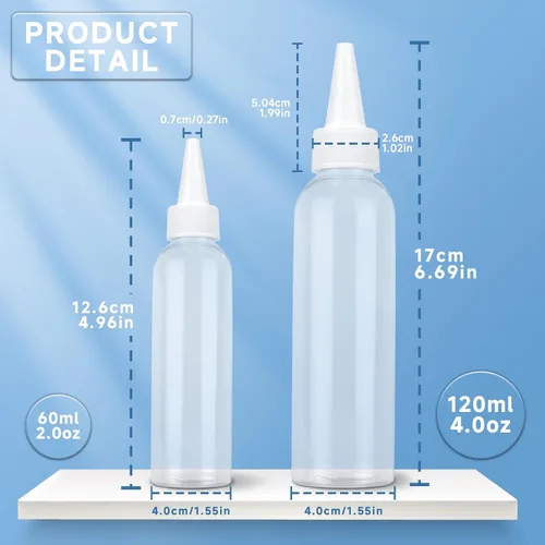 Vista 7 de TRENDBOX Aplicador de botellas de plástico transparente de 2 onzas con tapa superior giratoria sin BPA para aceites y líquidos para el cabello 2 oz