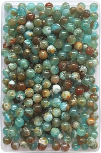 Vista 7 de INSPIRELLE Cuentas acrílicas de 6 mm, 600 piezas, cuentas redondas sueltas con patrones de mármol para hacer joyas, pulseras y collares