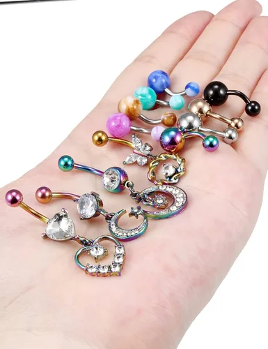 Vista 4 de Goerhsjie Piercing para ombligo, anillos para ombligo, anillos para ombligo, anillos para ombligo, anillo para ombligo, anillo para ombligo, anillo